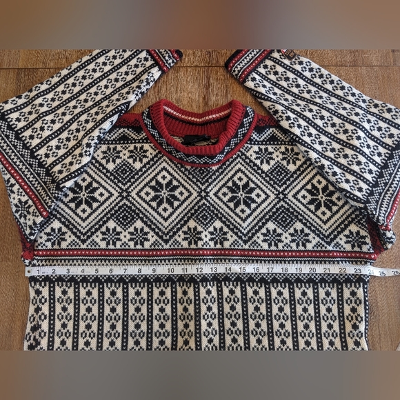 Black Canyon Canadian Wool Sweater L Nordic Boxy Ski Fair Isle Snowflake size L - Picture 4 of 12
